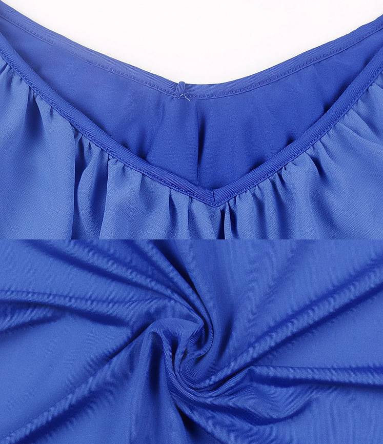 Woman Chiffon Bat Sleeve Stitching T-Shirt Top