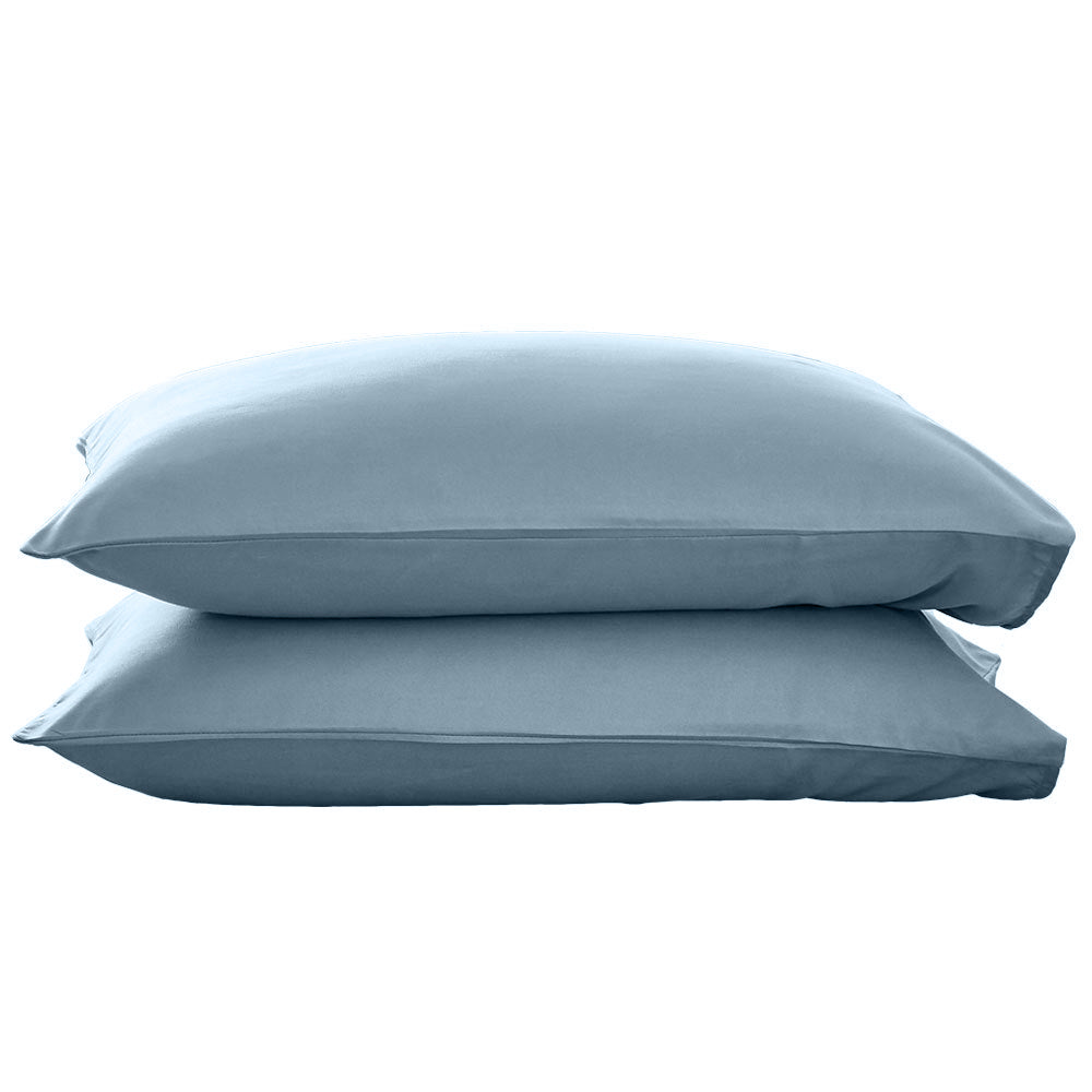 2Pcs Magic Strecth Pillowcase Bedding Pillow Cover Queen Size Blue