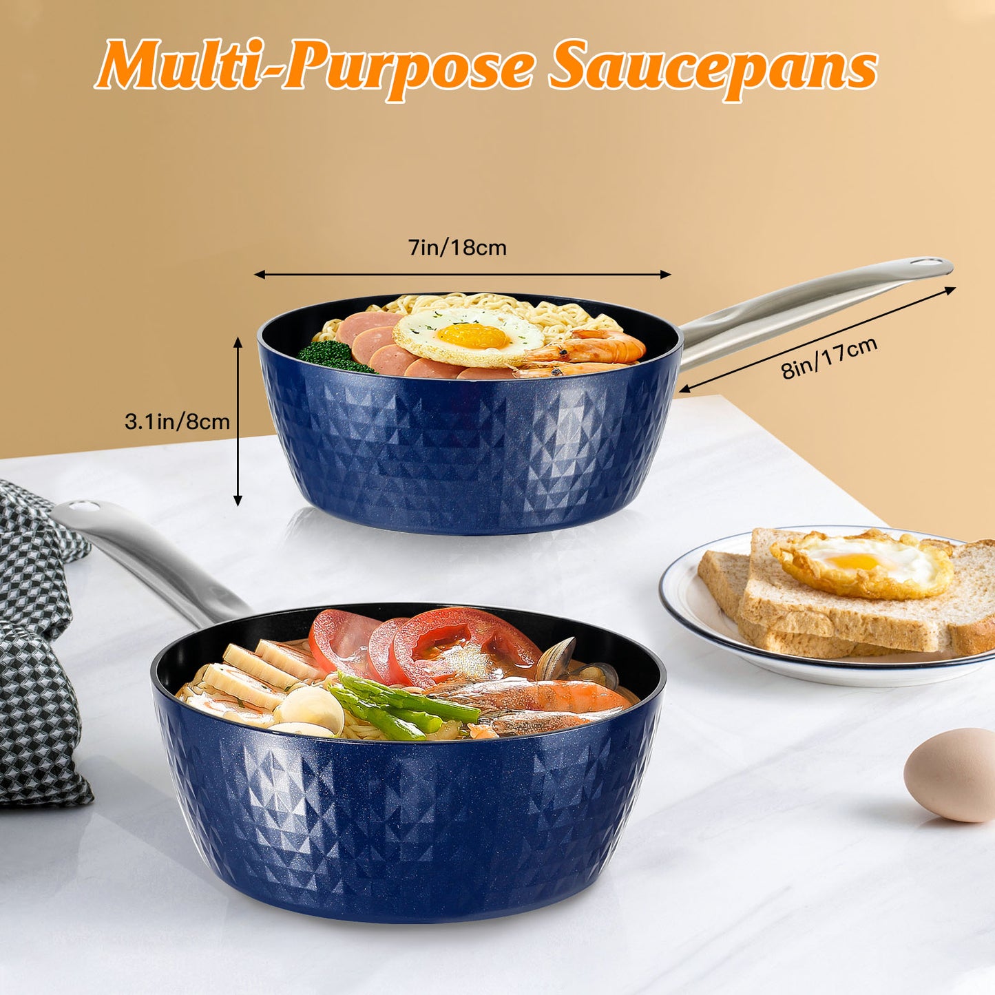 Induction Saucepan with Lid, 18cm/ 1.5L Milk Pan Non Stick Saucepan, Aluminum Ceramic Coating Cooking Pot - PFOA Free with Stainless Steel Handle, Suitable for All Hobs Types