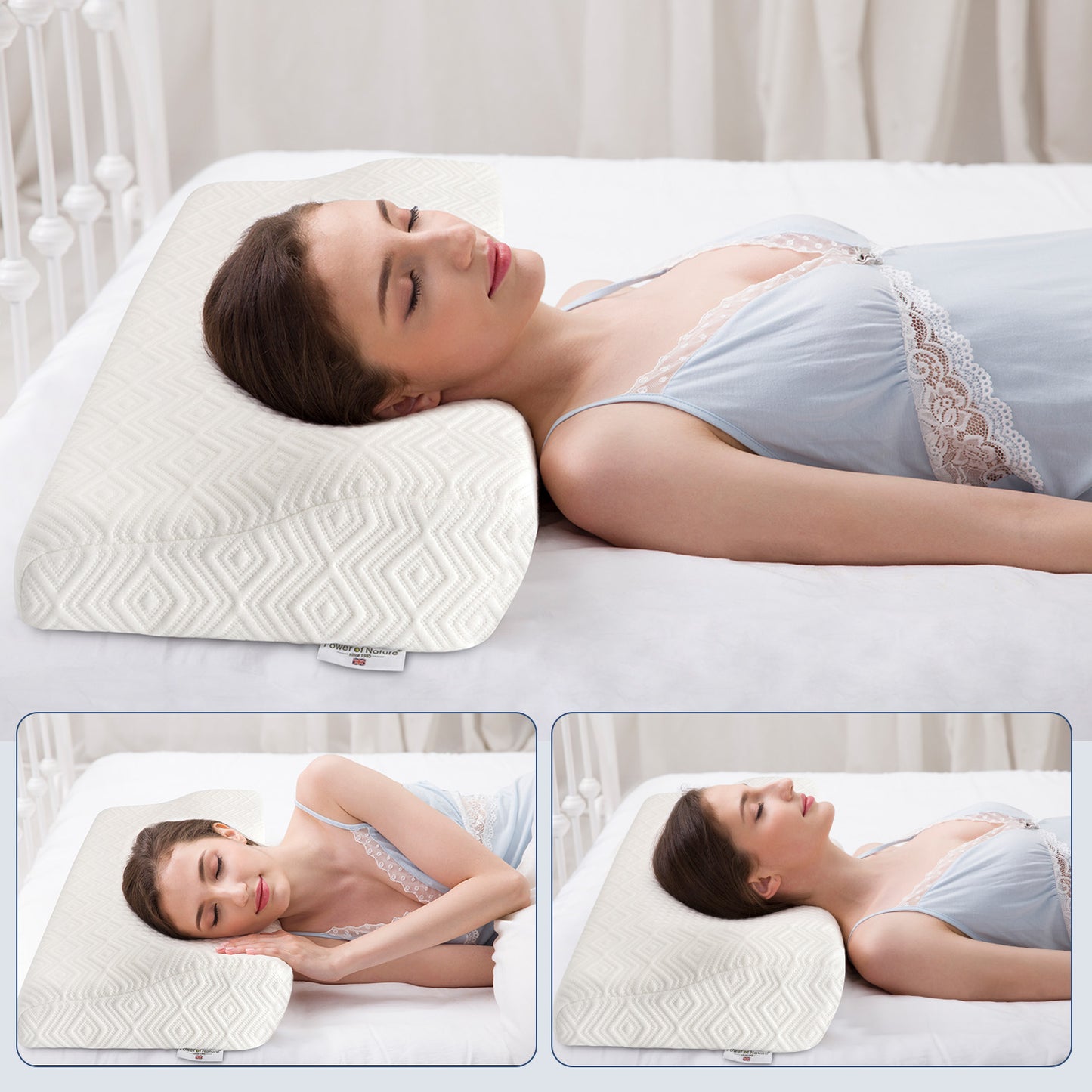 Power of Nature Slow Rebound Memory Foam Butterfly Pillow White