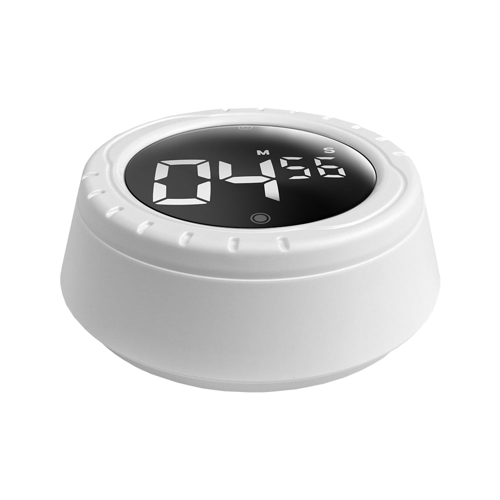 Kitchen Timer, Digital Timer for Cooking with Twist Mechanism and Magnetic Backing - Also Useful as Classroom Timer or General Countdown Timer, White
