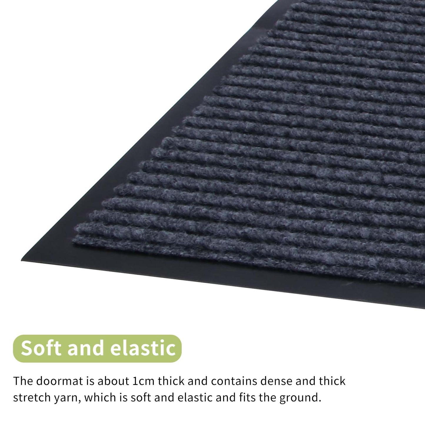 Non-Slip Double Striped Carpet Durable Door Mat Soft Absorbent Mat Polypropylene Floor Carpet Dust Removal Absorbent Carpet for Bedroom Supermarket Balcony Nursery