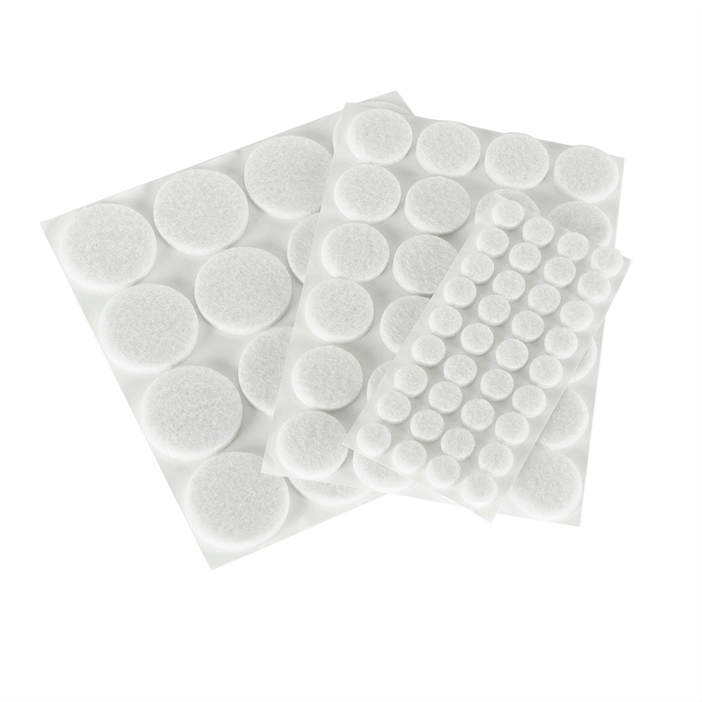 Round Felt Furniture Pads Surface Protection 3 Sizes 76 PCS White
