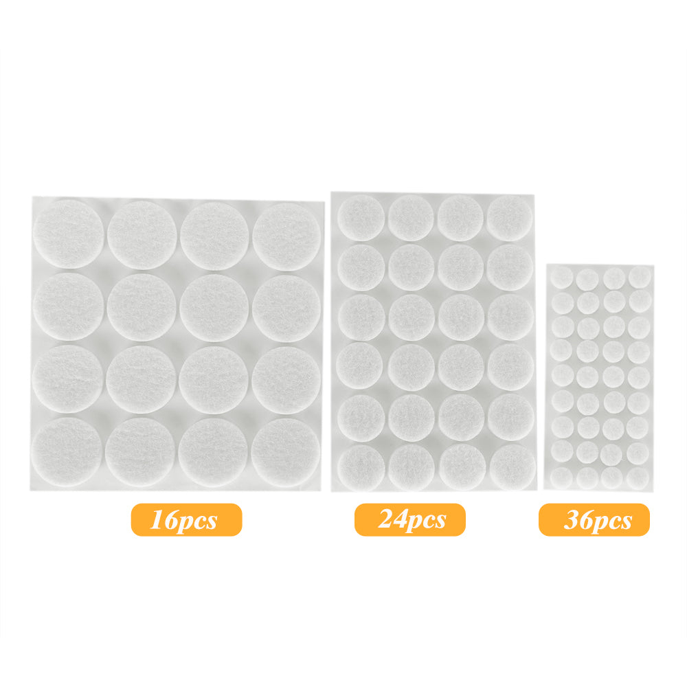 Round Felt Furniture Pads Surface Protection 3 Sizes 76 PCS White