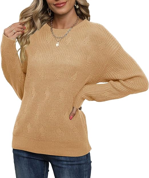 Women's Fall Lightweight Sweater Knit Casual Pullovers Sweaters