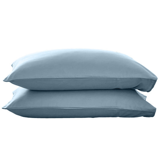 2Pcs Magic Strecth Pillowcase Bedding Pillow Cover Queen Size Blue