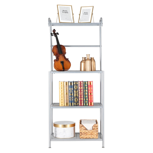 HODELY Silver Grey Four-Layer Wrought Iron Kitchen Shelf With Mesh Surface