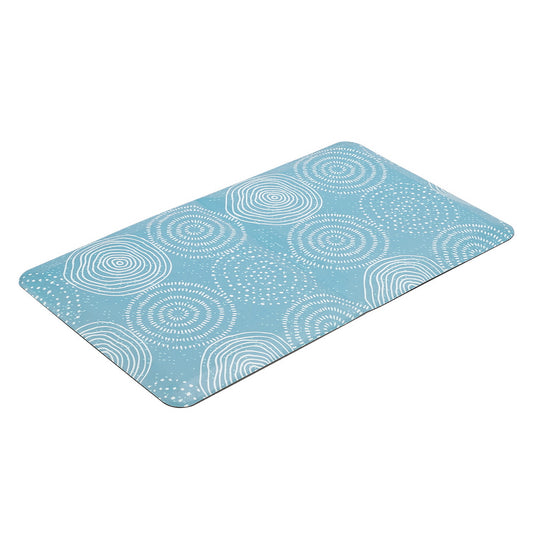 24 "x 70" x 1.9cm Kitchen Mat Rectangular, Fold in Half, Striped, Cyan