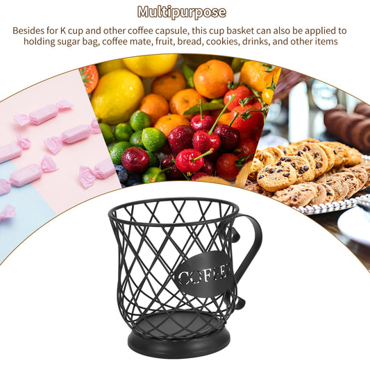 Universal Coffee Capsule Storage Basket Coffee Cup Basket Vintage Coffee Pod Organizer Black For Home Cafe Hotel