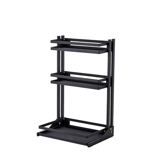 Three-layer Storage Shelf Adjustable Stainless Steel Spice Rack Free Installation Kitchen Organizer Spice Bottle Shelf with Suction Cup Feet Pad for Bathroom Kitchen Office