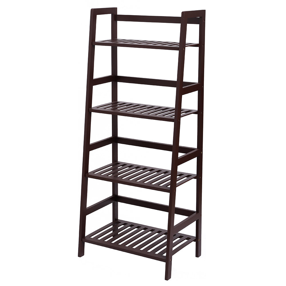 100% Bamboo Bookshelf, Multi - Functional Adjustable 4-Layer Shelf, Can Be Used In Living Room, Study, Bedroom, Etc., 48*32*115cm Dark Brown