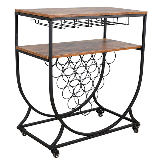Wine Rack Cart with Glass Holder