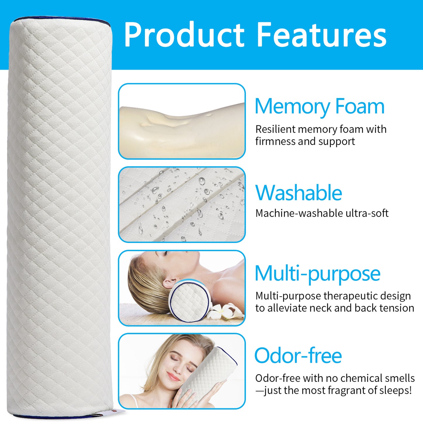 Power of Nature Edge Diamond Lattice Cylindrical Pillow Large Navy Blue