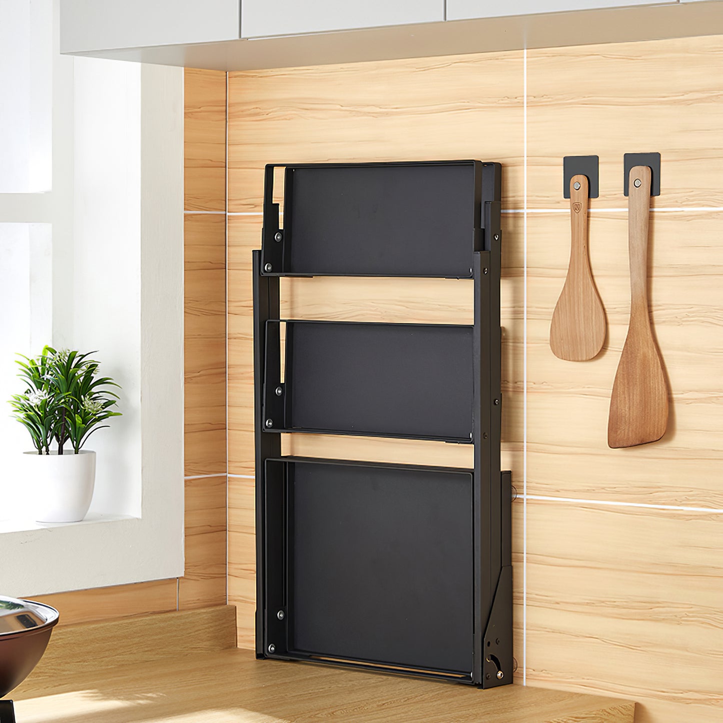 Three-layer Storage Shelf Adjustable Stainless Steel Spice Rack Free Installation Kitchen Organizer Spice Bottle Shelf with Suction Cup Feet Pad for Bathroom Kitchen Office