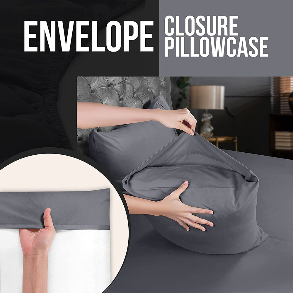 2Pcs Magic Strecth Pillowcase Bedding Pillow Cover Queen Size Blue