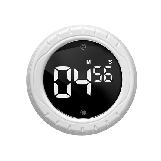 Kitchen Timer, Digital Timer for Cooking with Twist Mechanism and Magnetic Backing - Also Useful as Classroom Timer or General Countdown Timer, White