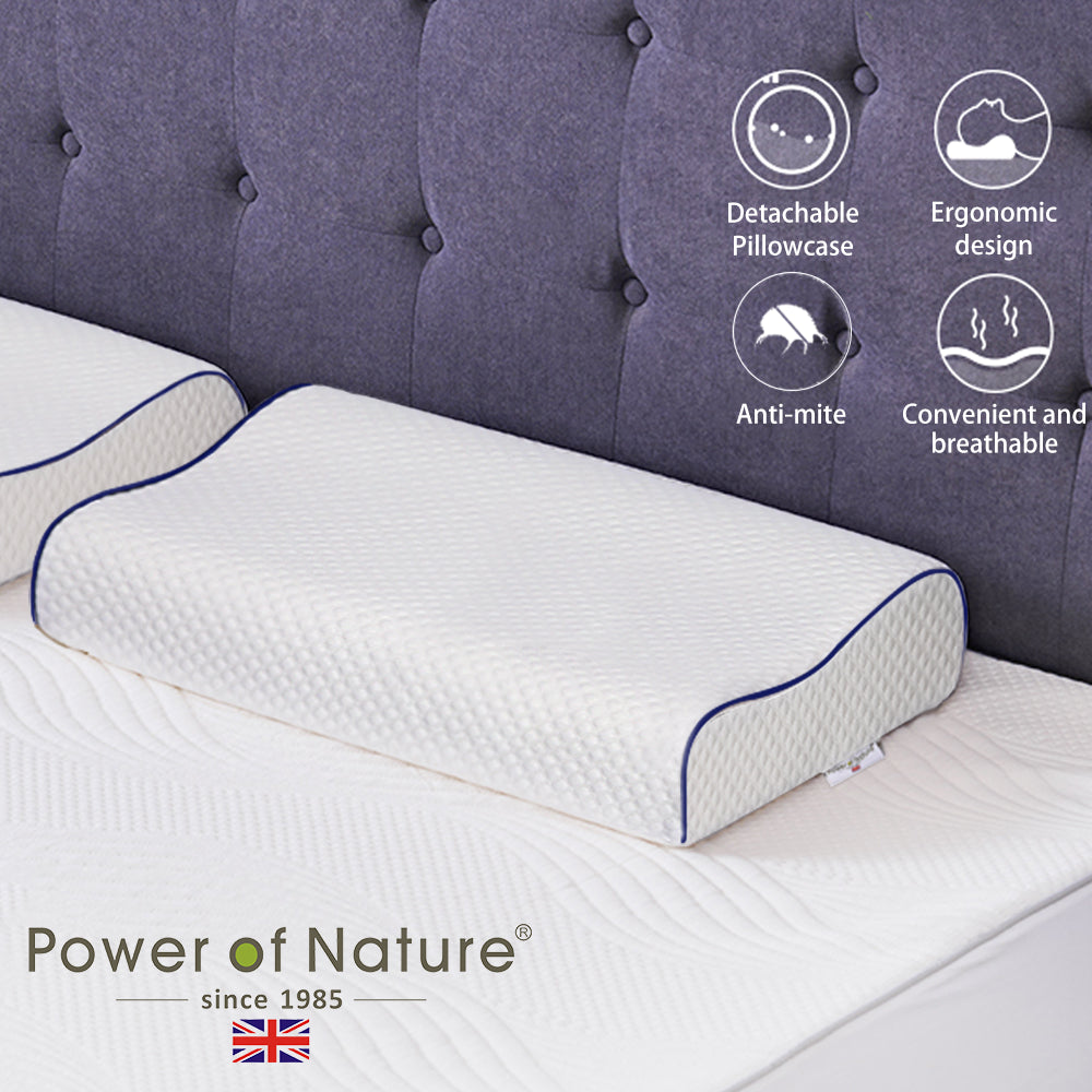 Power of Nature Contour Memory Foam Pillow Navy Blue
