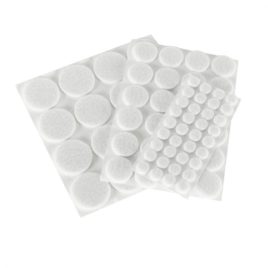 Round Felt Furniture Pads Surface Protection 3 Sizes 76 PCS White