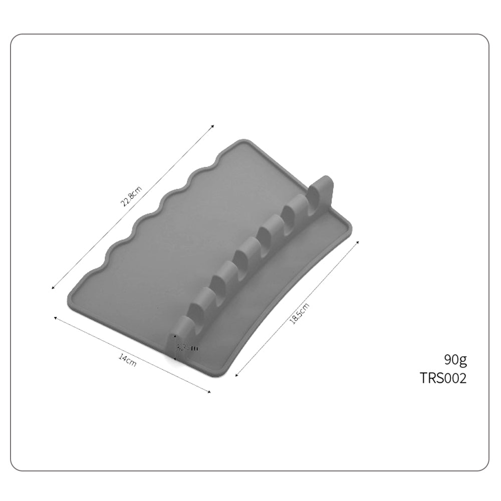 Silicone Multiple Utensil Rest Kitchen Spoon Holder with Drip Pad for Spoons Ladles Tongs Gray