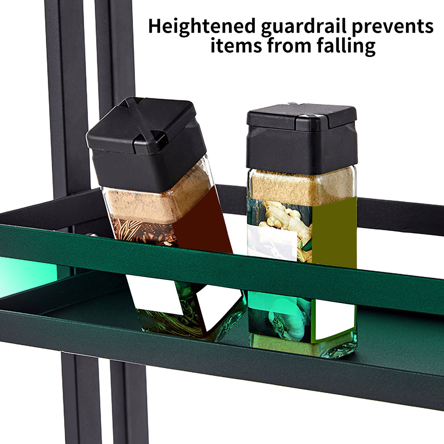 Three-layer Storage Shelf Adjustable Stainless Steel Spice Rack Free Installation Kitchen Organizer Spice Bottle Shelf with Suction Cup Feet Pad for Bathroom Kitchen Office
