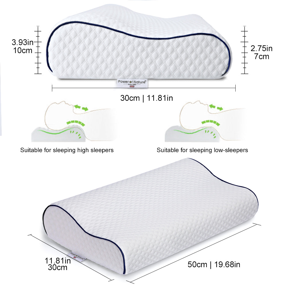 Power of Nature Contour Memory Foam Pillow Navy Blue